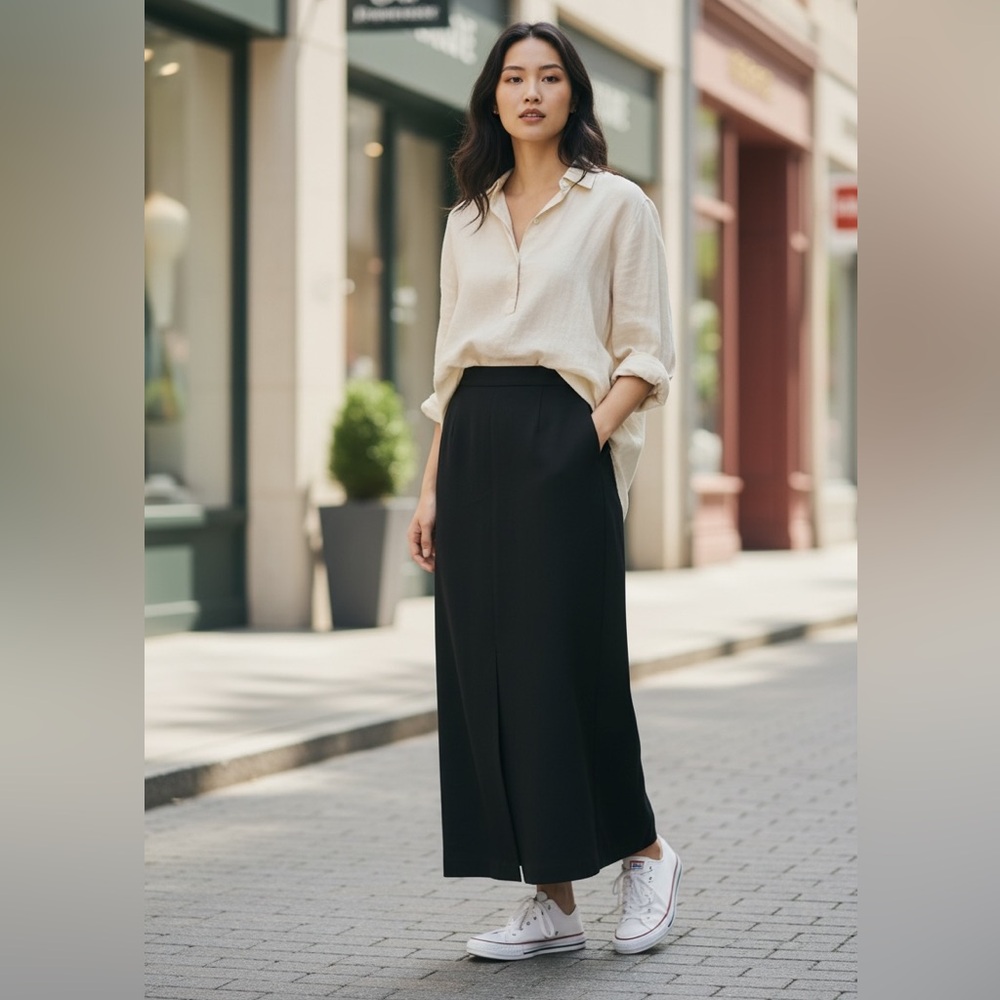 Casual Corner Elegant Long Black Women's Skirt - Picture 2 of 9